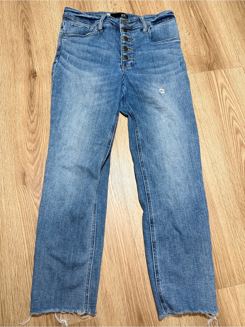 KUT from the Kloth Rachael High Rise Mom Jeans Womens 6 Button Fly Raw Hem